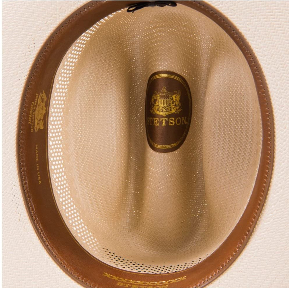 Stetson Natural Straw Panama Hat with Brown Band - Picture 5 of 7